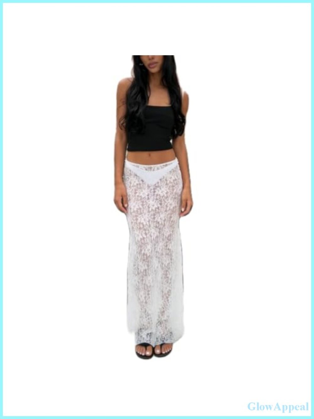Women Lace Satin A-Line Midi Skirt High Waist Beach Party Skirt